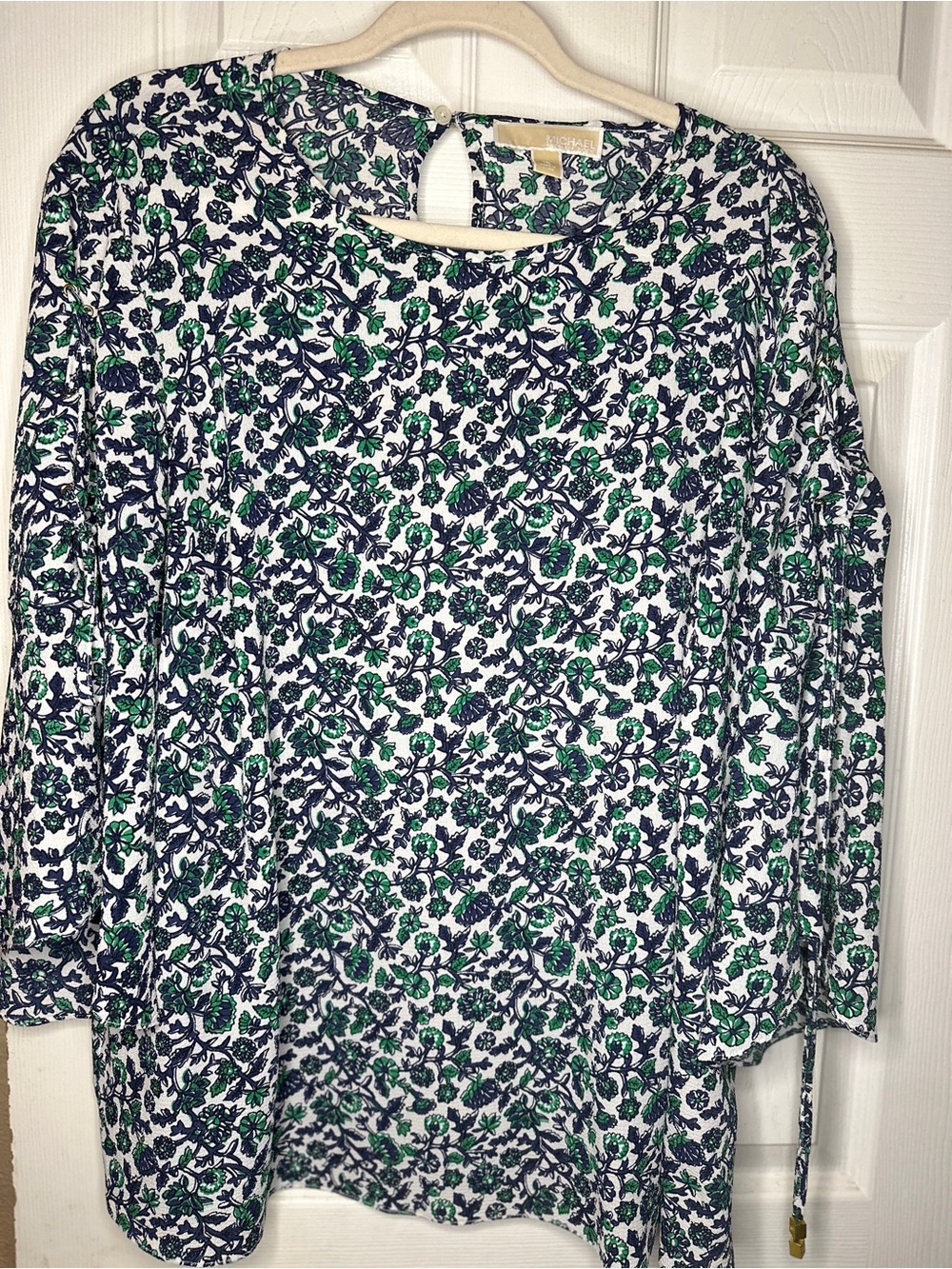 Women’s Floral Long Sleeve Top - Green & Navy